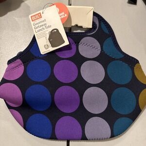 NEW BUILT Gourmet Getaway Soft Neoprene Lunch Tote Bag Mini Dot Plum